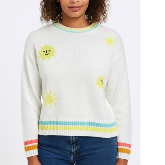 Crew Neck Sweater Long Sleeve Sun Print 525 AMERICA Large - Picture 1 of 8